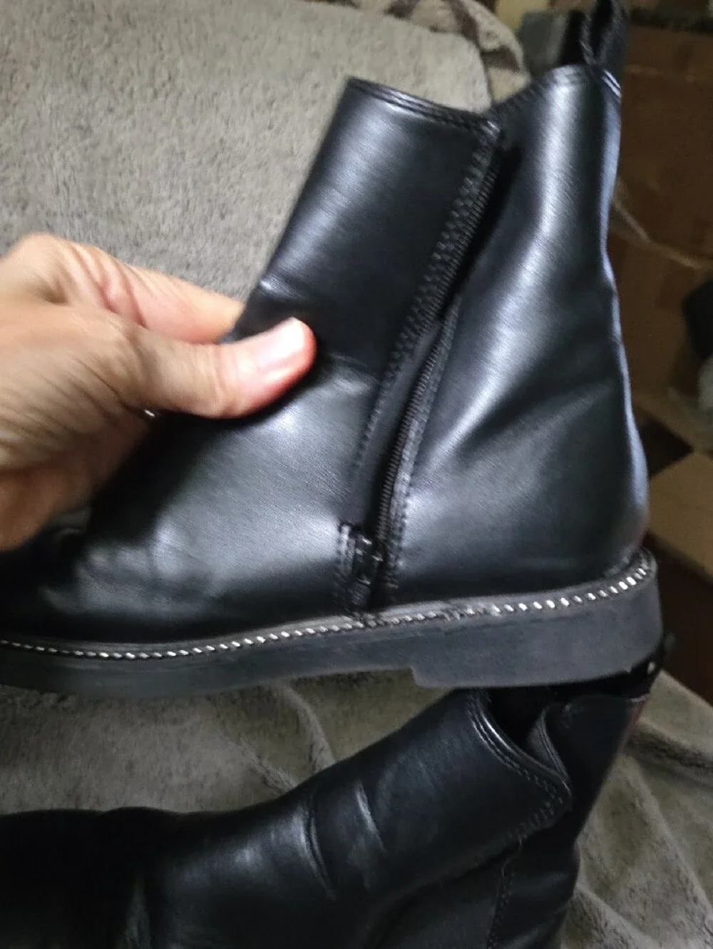 Zara Black Leather Chelsea Ankle Boots with Stud Trim Size 33 Kids 1.5
